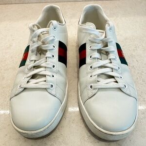 White Sneakers with Red and Green Stripes